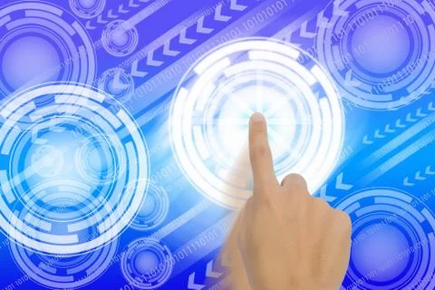 Finger Touching  Digital Touch Screen Fotos Stock