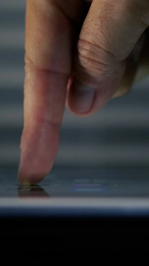 Finger Touching Digital Touchscreen Vertical Stock Footage 342567053