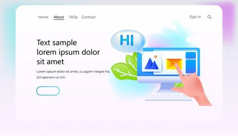 Finger touching envelope letter using online messenger app on computer monitor Stock Illustration