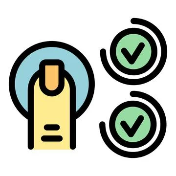 Finger touching fingerprint scanner for two factor authentication Stock Illustration