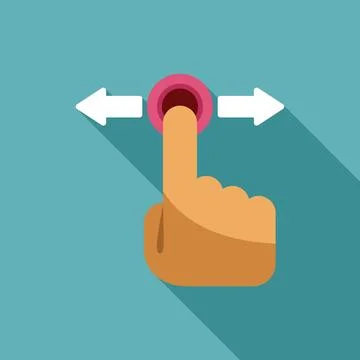 Finger touching interactive button with arrows for scrolling or navigation Stock Illustration