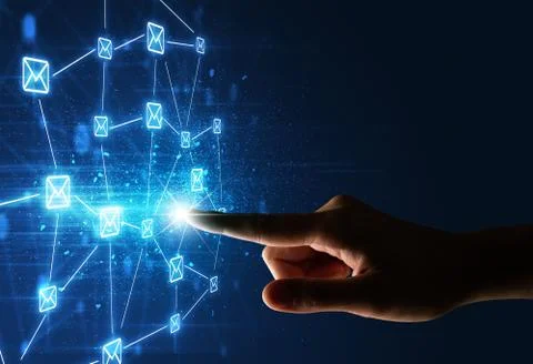 Finger touching interface Stock Photos