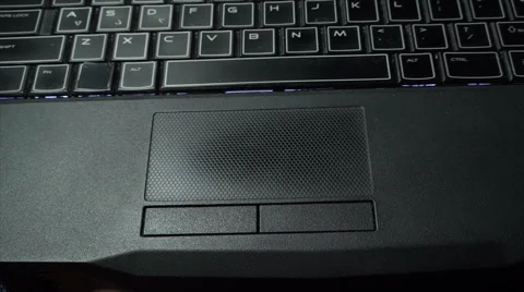 Finger Touching The Left Touch Pad Button, Top View, Media, Laptop, Technology Vídeo Stock 41990629