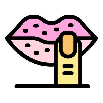 Finger touching lips making silence sign or gesturing secret Illustrazione stock