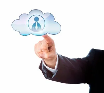 Finger Touching Office Worker Icon In The Cloud イラスト素材