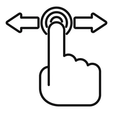 Finger touching screen and scrolling left and right with arrows Stockillustratie