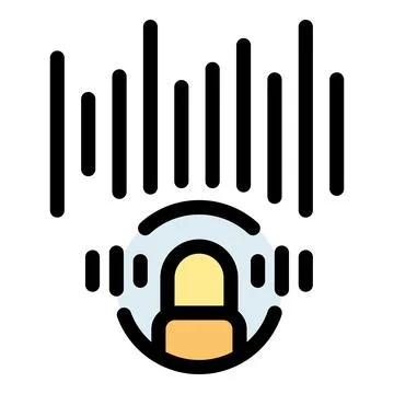 Finger touching screen creating sound waves and vibrations Stock Illustration
