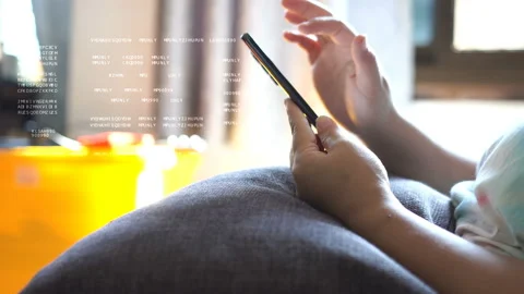 Finger touching smartphone with global network . social network concept Stock Footage 166594788