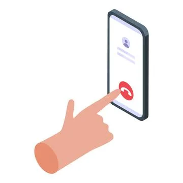 Finger touching smartphone screen to decline incoming phone call Stock Illustration