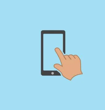 Finger touching smartphone screen. Stock Illustration