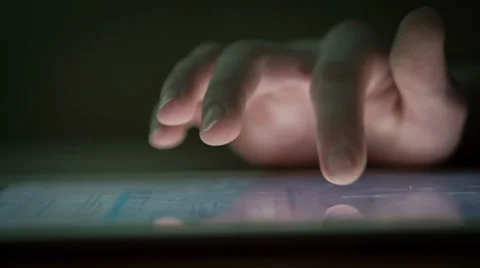 Finger Touching Tablet Computer Touchscreen Stock Footage 37767631