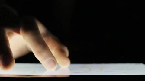 Finger Touching Tablet Computer Touchscreen. Close up Video stock 47261552