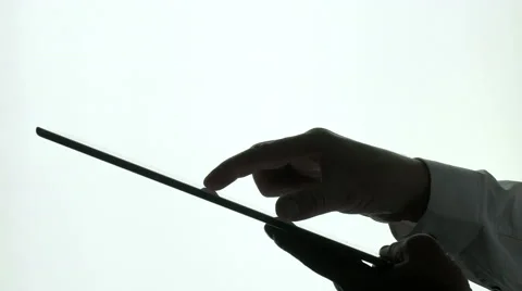 Finger Touching Tablet Computer Touchscreen Stock Footage 59567196