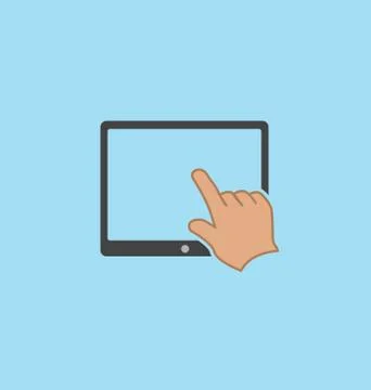 Finger touching tablet screen. Stock Illustration