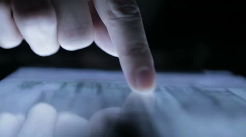 Finger touching tablet touchscreen- close-up Stock Footage 44445351