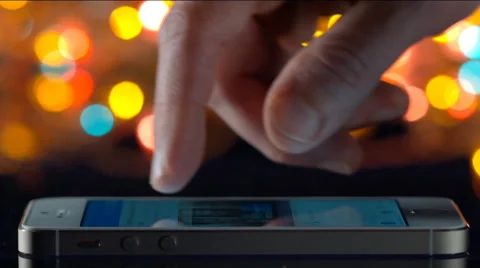 Finger Touching Tablet Touchscreen, Surfing Internet over bokeh background Stock Footage 58697854