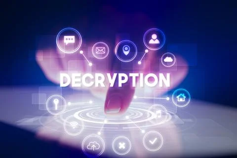 Finger touching tablet with web technology icons concept Stock Photos