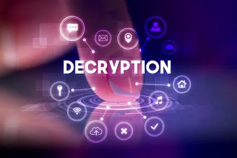 Finger touching tablet with web technology icons concept Stock Photos