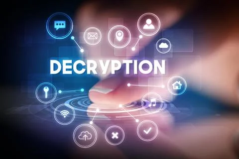 Finger touching tablet with web technology icons concept Stock Photos