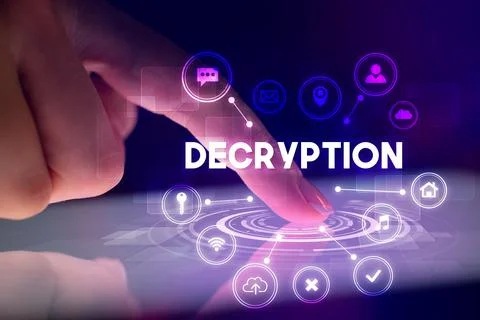 Finger touching tablet with web technology icons concept Stock Photos