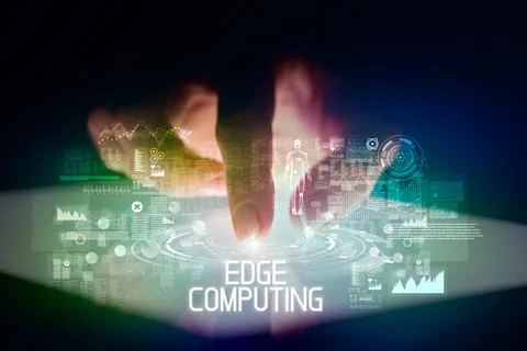 Finger touching tablet with web technology icons concept Foto stock