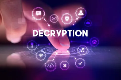 Finger touching tablet with web technology icons concept Stock Photos