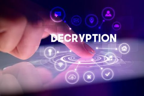 Finger touching tablet with web technology icons concept Stock Photos