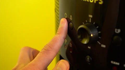 Finger turning off the Coffee Machine Stock Footage 274174987