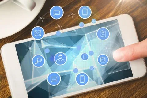 Finger using smartphone Stock Photos