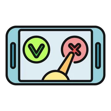 Finger voting on smartphone choosing digital ballot option Stock Illustration