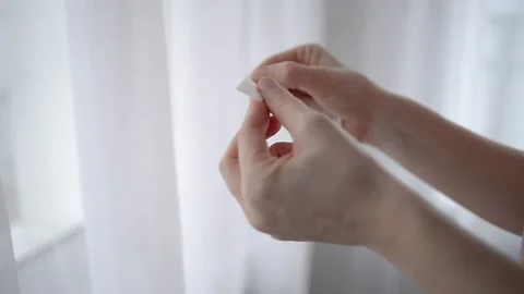Finger wound. Adhesion of the patch. health care 스톡 동영상 234791047