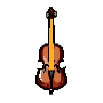 Fingerboard cello pixel art vector illustration Stock Illustration