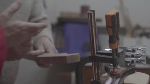 Fingerboard Making Handmade Guitar Workshop Stock Footage 231545154
