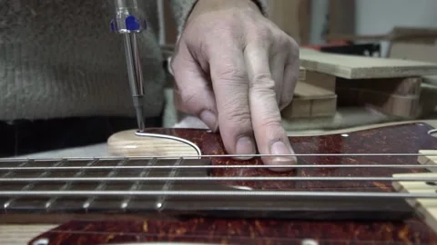 Fingerboard Tuners Strings Handmade Guitar Workshop Stock Footage 231545143