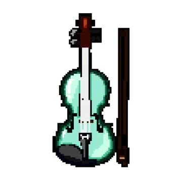 Fingerboard violin pixel art vector illustration 스톡 일러스트
