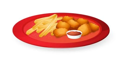 Fingerchips and bread cubes Stock Illustration