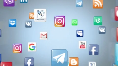 Fingerprint Access, 3d animation with the logos of popular social networks Stock Footage 75262991