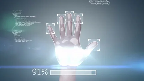 Fingerprint, Access Granted, 3d animation with a green screen at the end Stock Footage 75345474