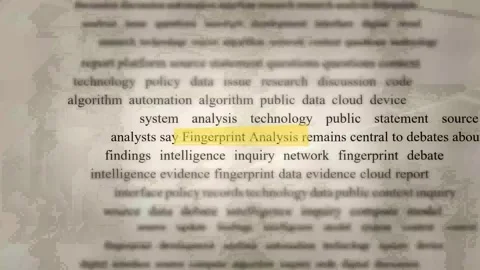 Fingerprint Analysis Highlighted Text - Forensic Research Document Stock Footage 346332039