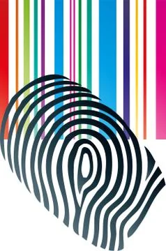 Fingerprint and barcode, security logo Stock Illustration