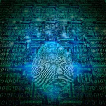 Fingerprint and binary code 스톡 일러스트