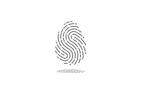 Fingerprint and its shadow on a white background, fingerprint pattern Stock Illustration