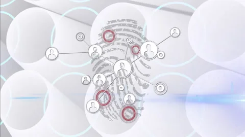 Fingerprint and network of connected profiles animation over abstract background Stock Footage 305292687