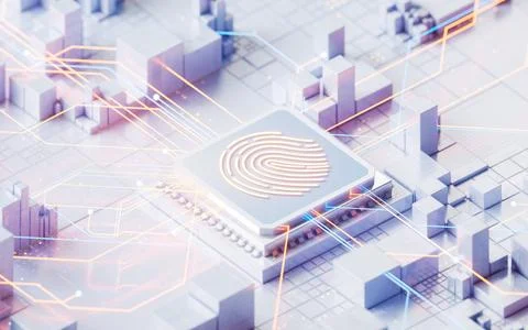 Fingerprint and technology background, 3d rendering. Stock Illustration