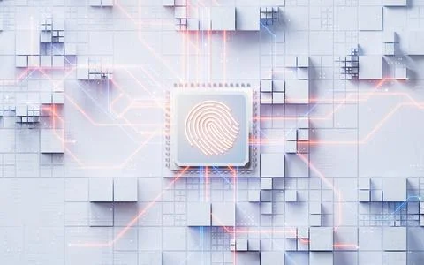 Fingerprint and technology background, 3d rendering. Stock Illustration