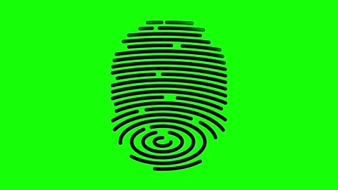 Fingerprint animation with linear pattern on green screen for secure ID themes Stock Footage 314434435