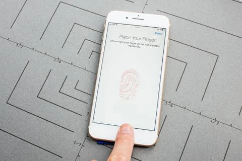 Fingerprint App on Apple iPhone Plus the application software Foto stock