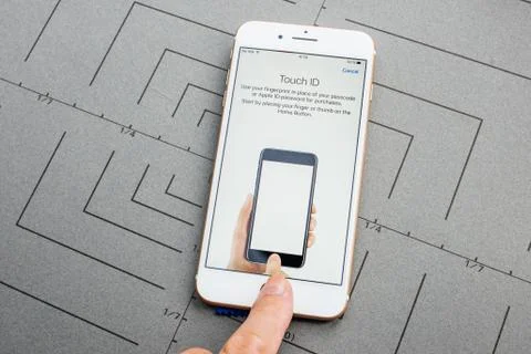 Fingerprint App on Apple iPhone Plus the application software Foto stock