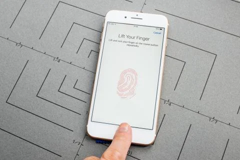 Fingerprint App on Apple iPhone Plus the application software Foto stock