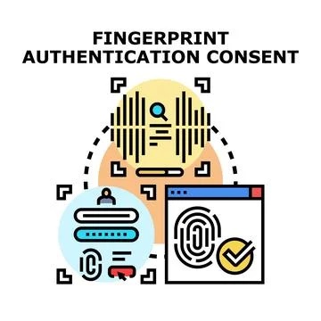 Fingerprint authentication consent for digital access security Stockillustratie